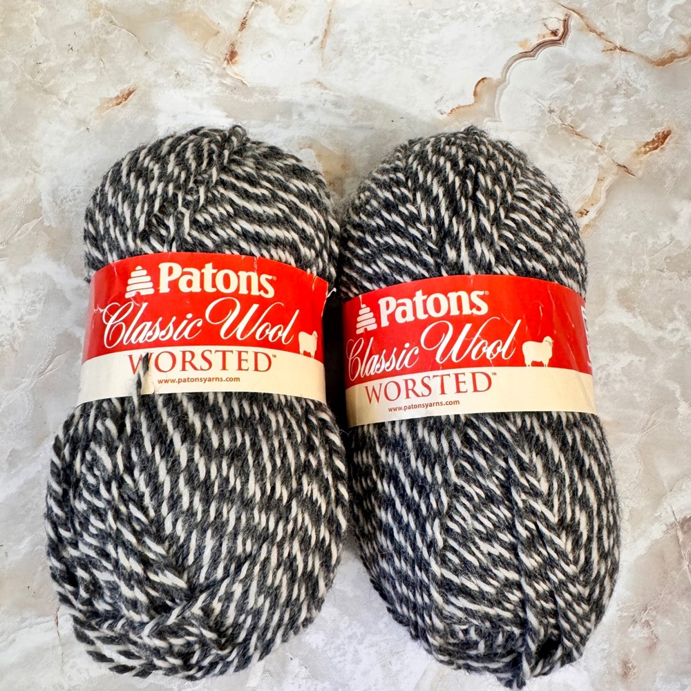 Patons Classic Wool Worsted Yarn 2 Skeins Dark Grey Marl Knitting Crochet